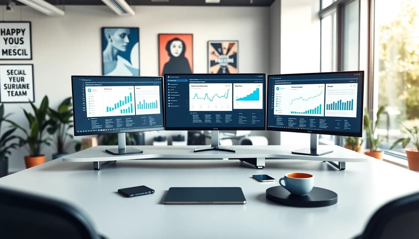 Engaging visual of an smm reseller panel displayed on modern office screens.