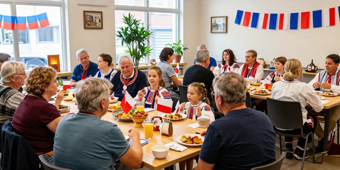 Community gathering of Polish citizens at https://www.sfpol.com/ celebrating cultural heritage in San Francisco.