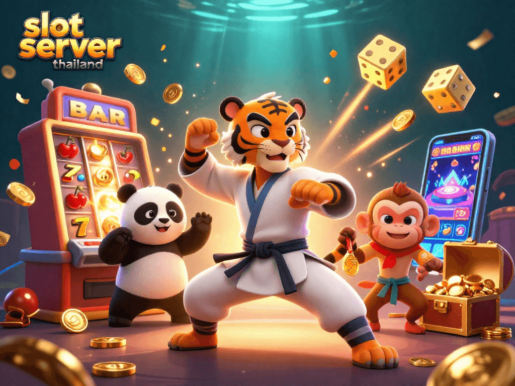 Experience thrilling action with slot server thailand as kung fu characters celebrate big wins and jackpot excitement!