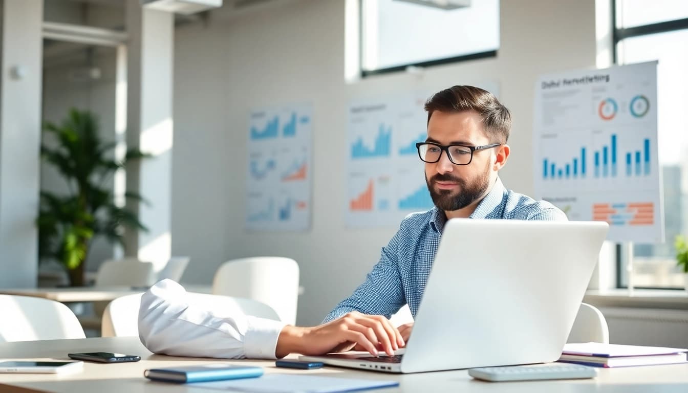 Edmonton SEO expert analyzing strategies in a modern office environment.