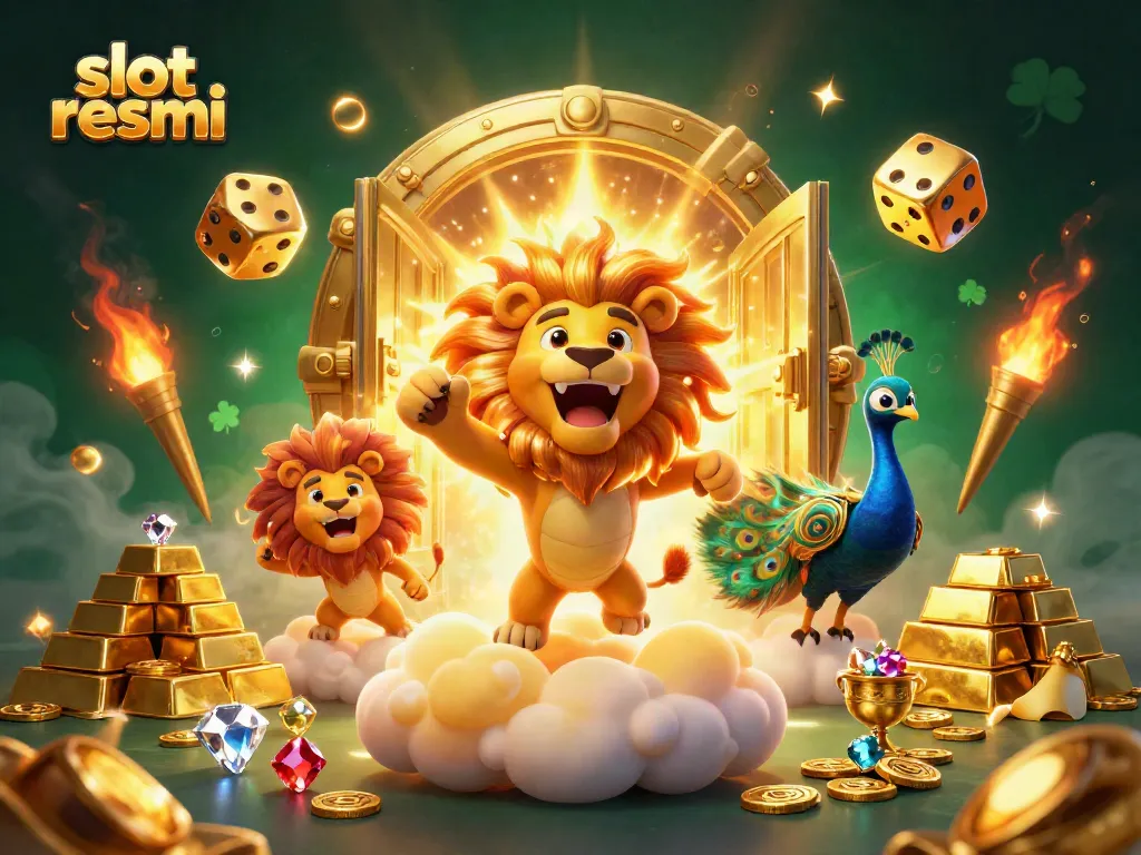 Experience thrilling slot resmi action with an engaging 3D illustration featuring exploding treasures and vibrant characters.