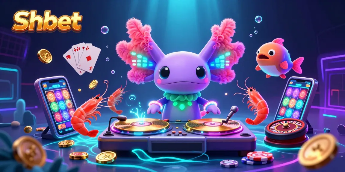 Players engage with Shbet in a vibrant underwater casino scene featuring dancing characters and exciting slot games.