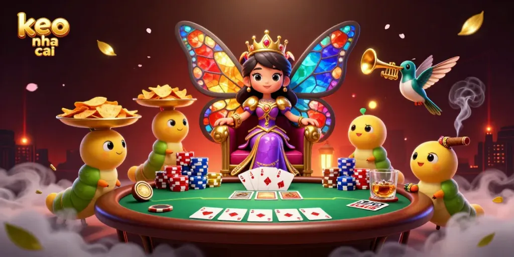 Bet on keo nha cai with vibrant characters in a dynamic casino scene full of energy.