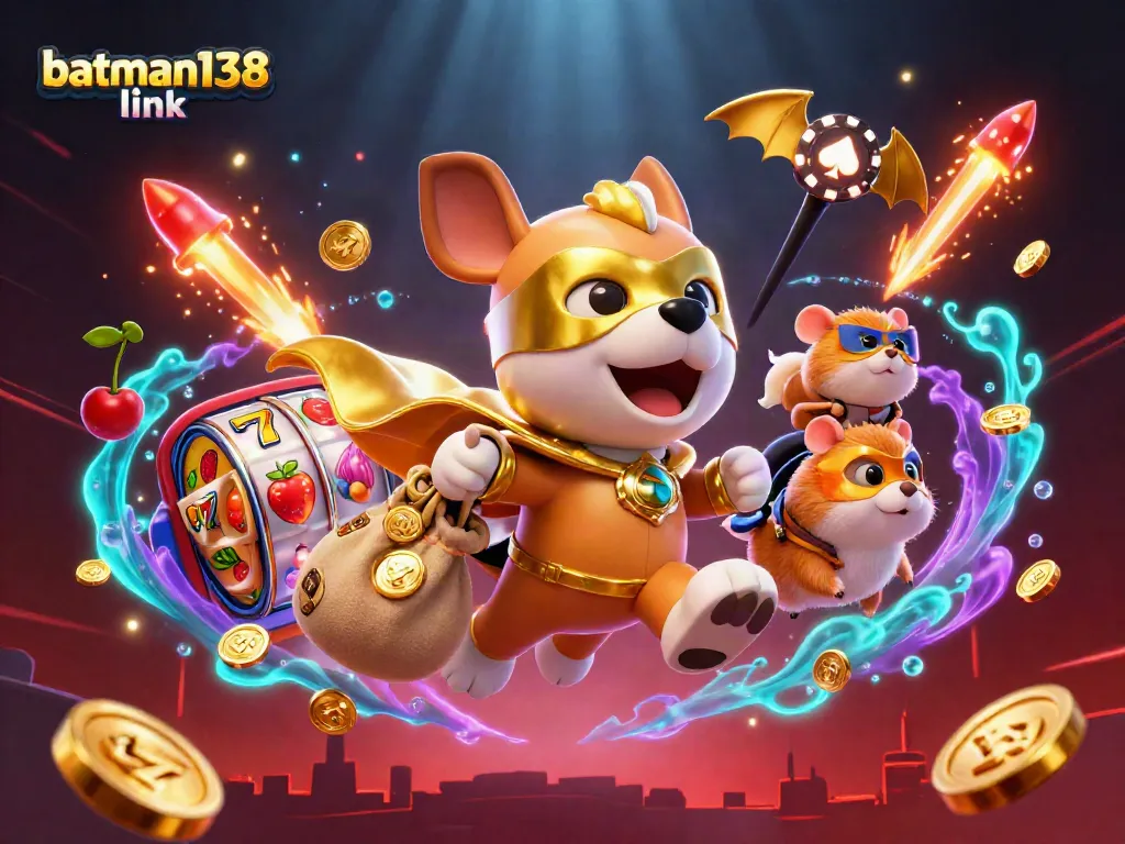 Menangkan jackpot menggunakan batman138 link dengan slot berputar dan karakter superhero lucu.