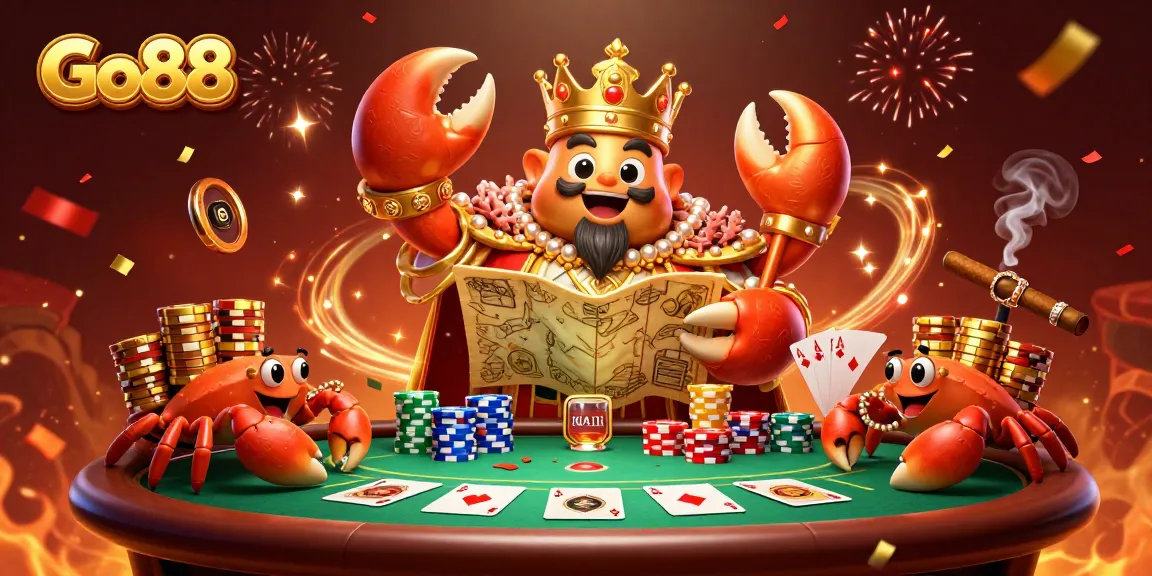 Engage in thrilling Go88 casino action with a massive golden crab emperor leading the fun!