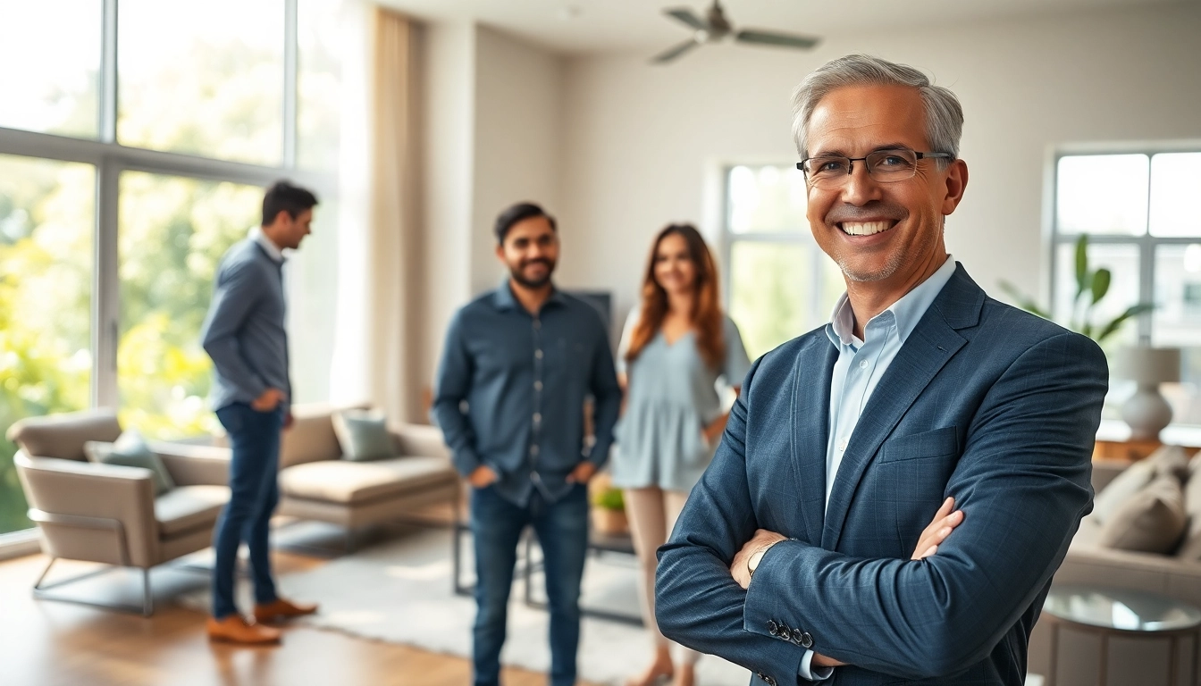 Showcasing a real estate agent in a modern home interior, enhancing buyer experience.