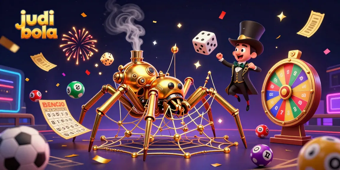 Place your bets on judi bola with a dynamic 3D illustration featuring sports balls and golden elements.