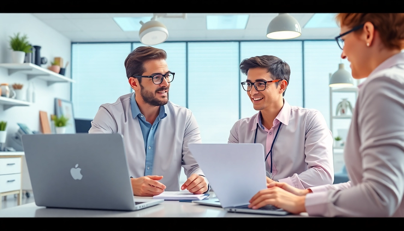 Dental business consultant providing strategic advice in a modern office environment.
