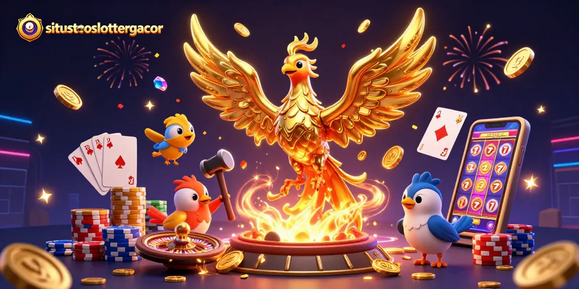Experience thrilling jackpots with situstotoslottergacor featuring dynamic golden phoenix and vibrant casino elements.