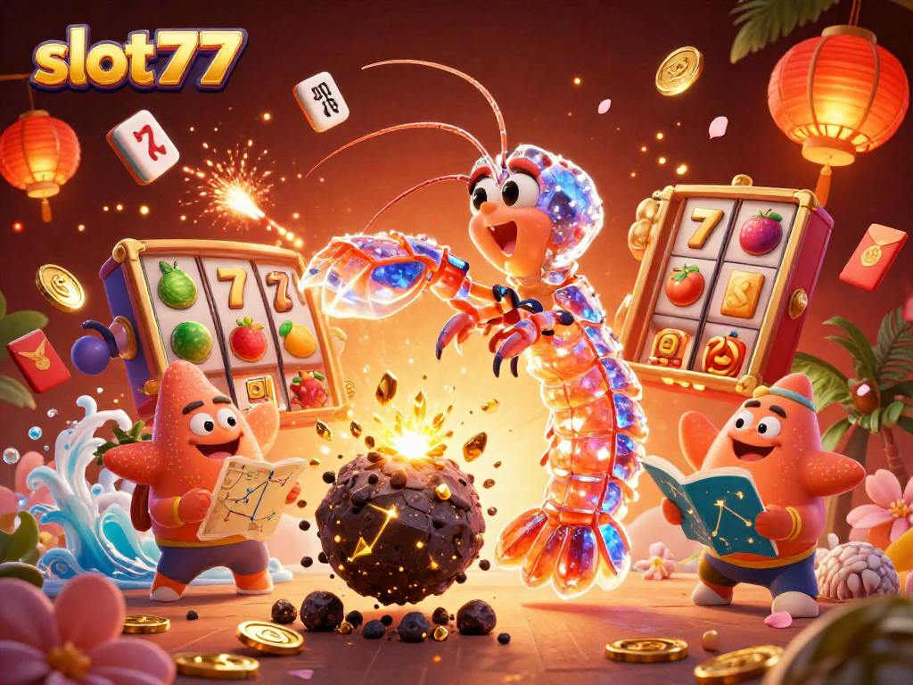 Experience thrilling wins at slot777 with vibrant illustrations of galactic adventures and casino elements.