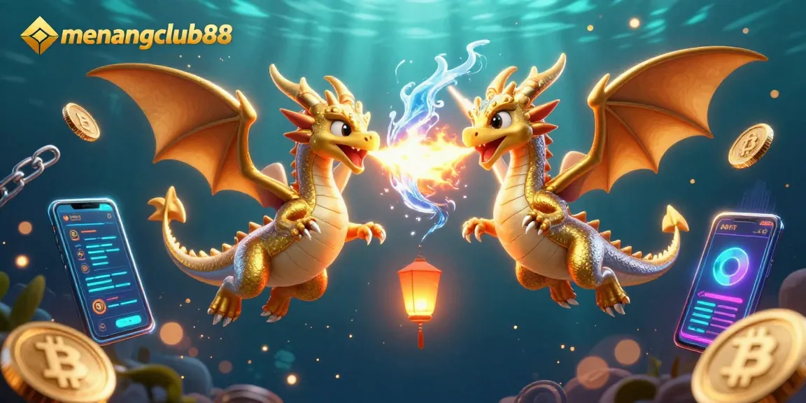 Experience the vibrant gaming world of menangclub88 with stunning 3D dragons and crypto elements.