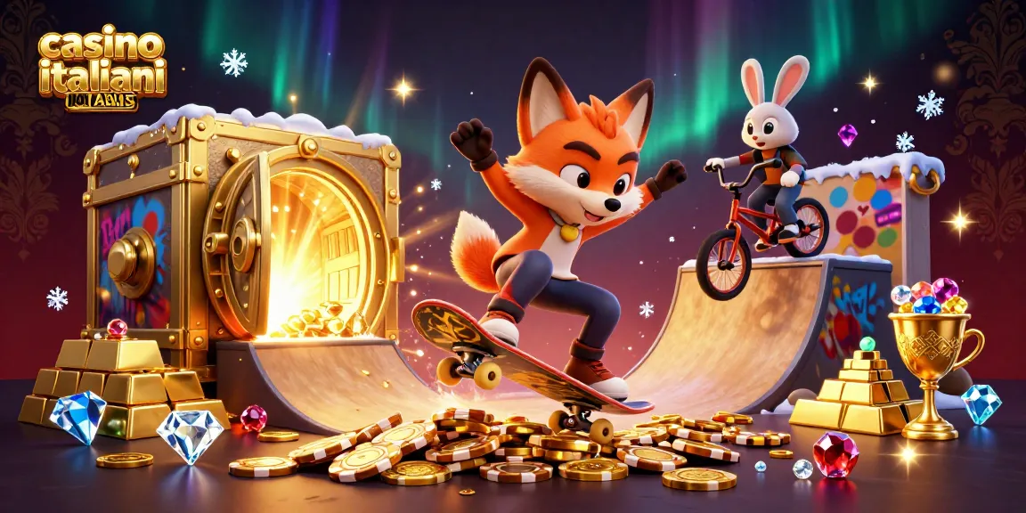 Incontra la vivace scena dei casino italiani non AAMS, con un volpe skateboardista e un coniglio BMX tra i ricchi tesori del casinò.