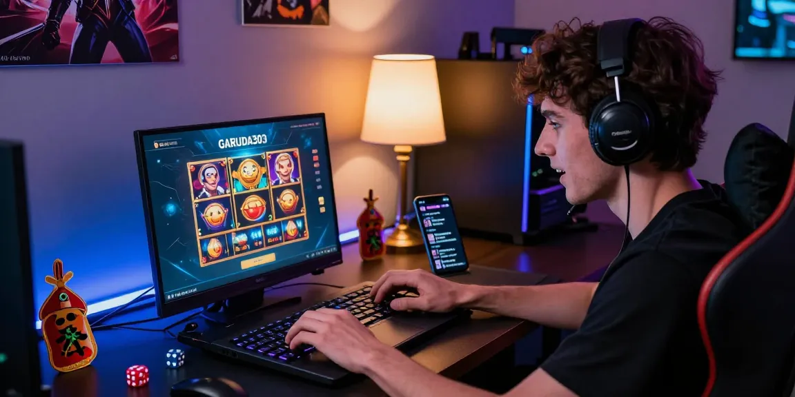 Enthusiastic player logging into garuda303 for exciting online slot games