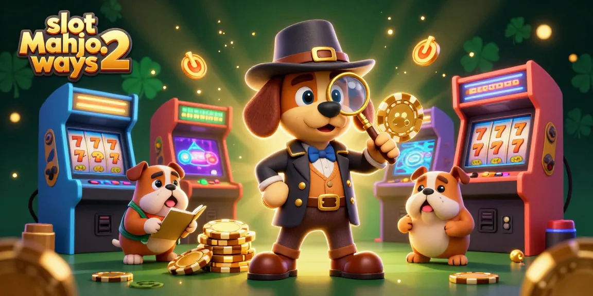 Experience slot mahjong ways 2 with 3D characters solving clues amid vibrant casino elements.