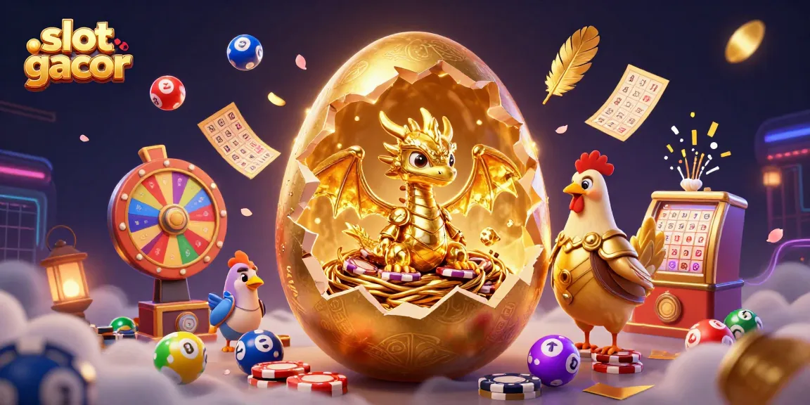 Experience exciting slot gacor action with golden elements and dynamic lottery balls in a vibrant 3D scene.