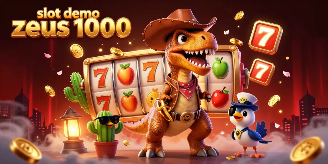 Engage in the thrill of slot demo zeus 1000 featuring vibrant slot reels and dynamic characters.