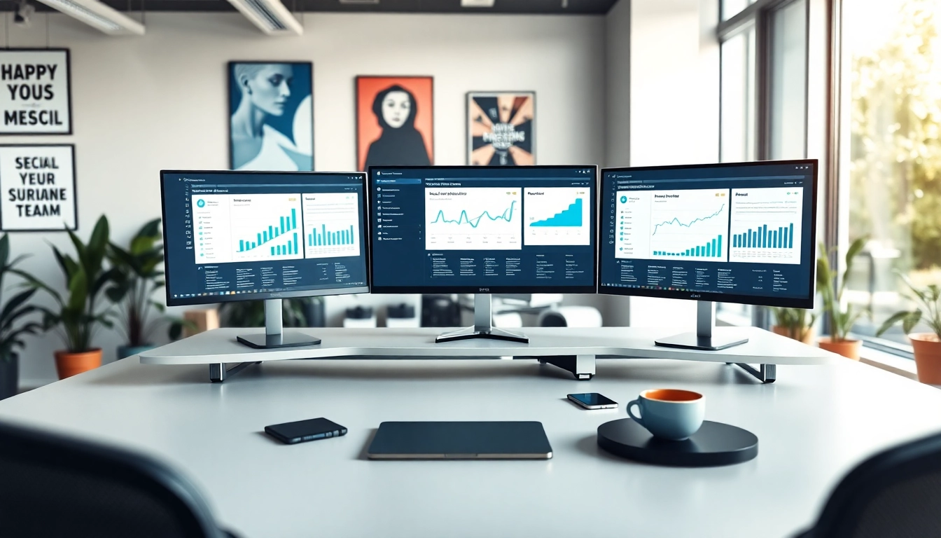 Engaging visual of an smm reseller panel displayed on modern office screens.