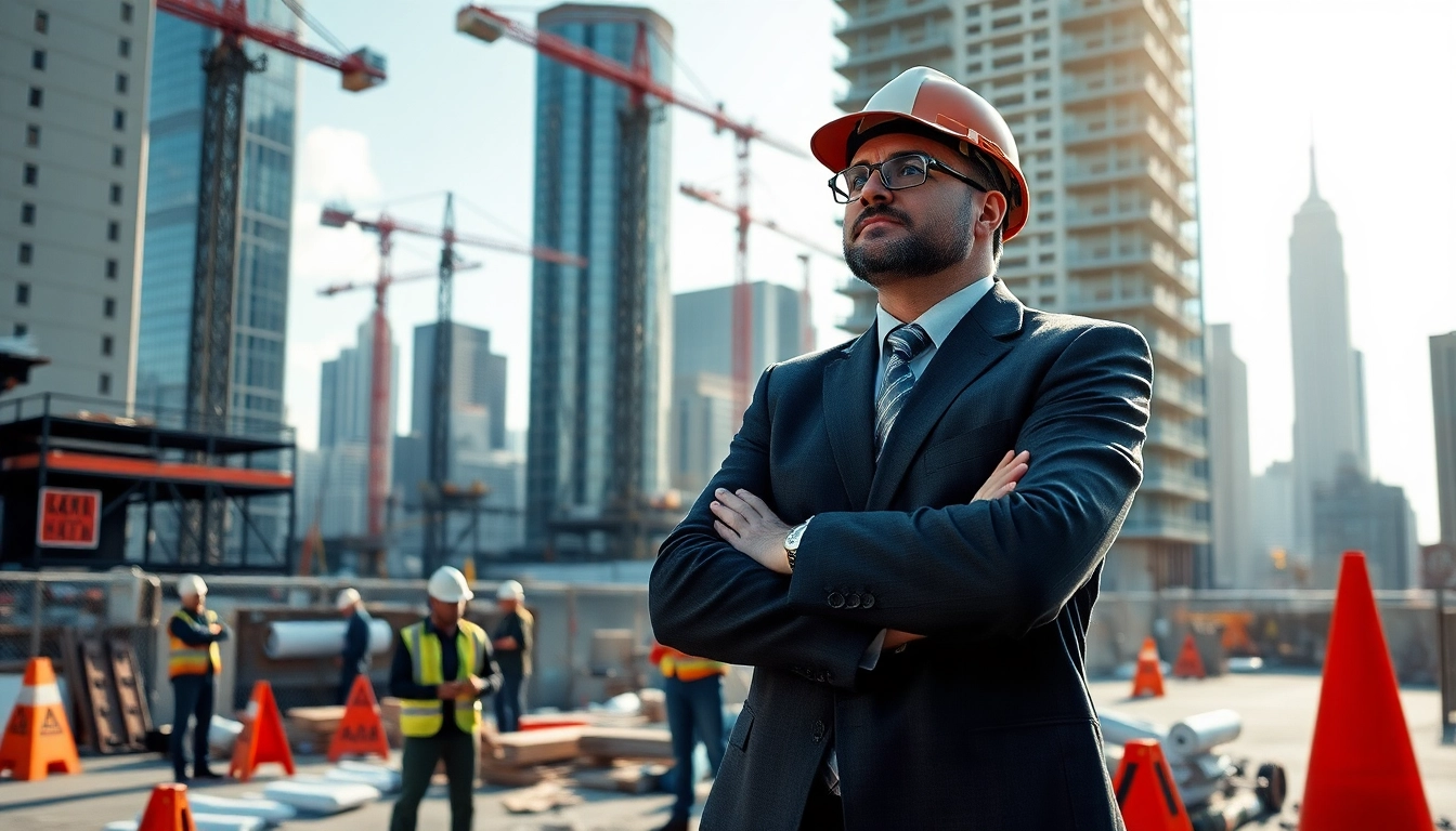 Manhattan Construction Manager supervising a bustling urban construction site
