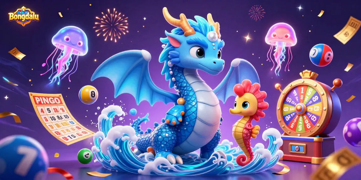 Bongdalu offers a vibrant underwater scene with a dazzling water dragon, seahorse knight, and glowing jellyfish amidst a vibrant casino atmosphere.