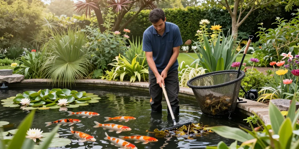 Pond Clean Sussex by a skilled technician ensuring a pristine garden pond.