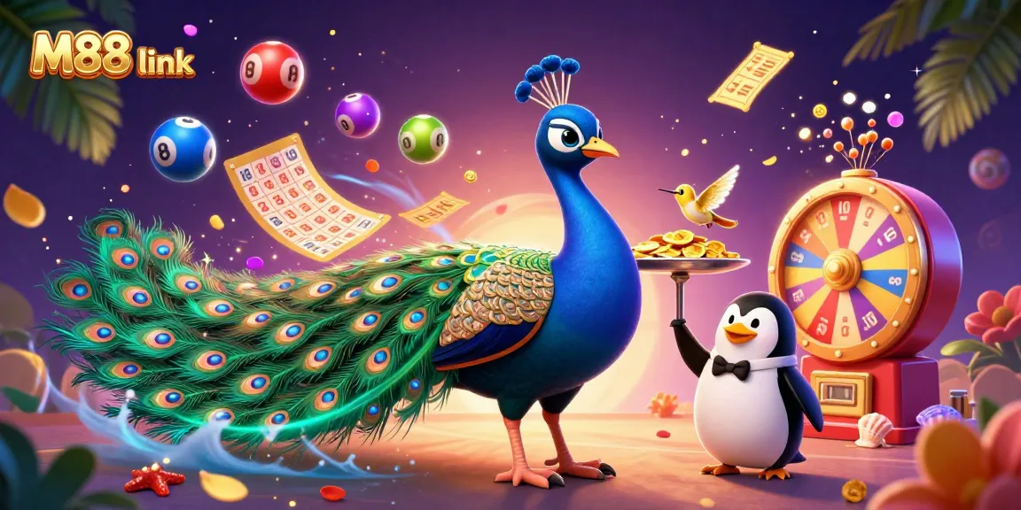 Engage with M88 link for vibrant gaming experiences featuring lottery balls and golden chips.