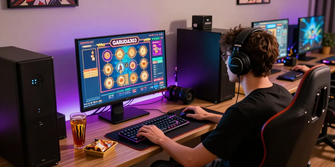 GARUDA303 login scene showcasing an engaging online slot gaming setup with vibrant graphics and modern style.