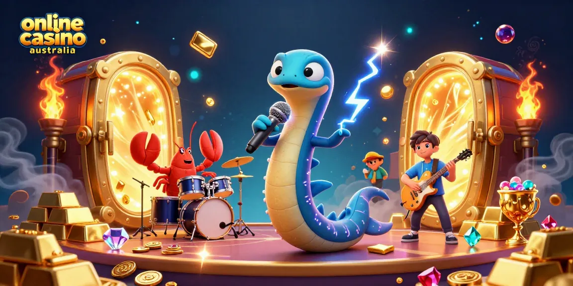 Engage with online casino australia's rich, colorful underwater scene featuring lively characters and gold treasures.