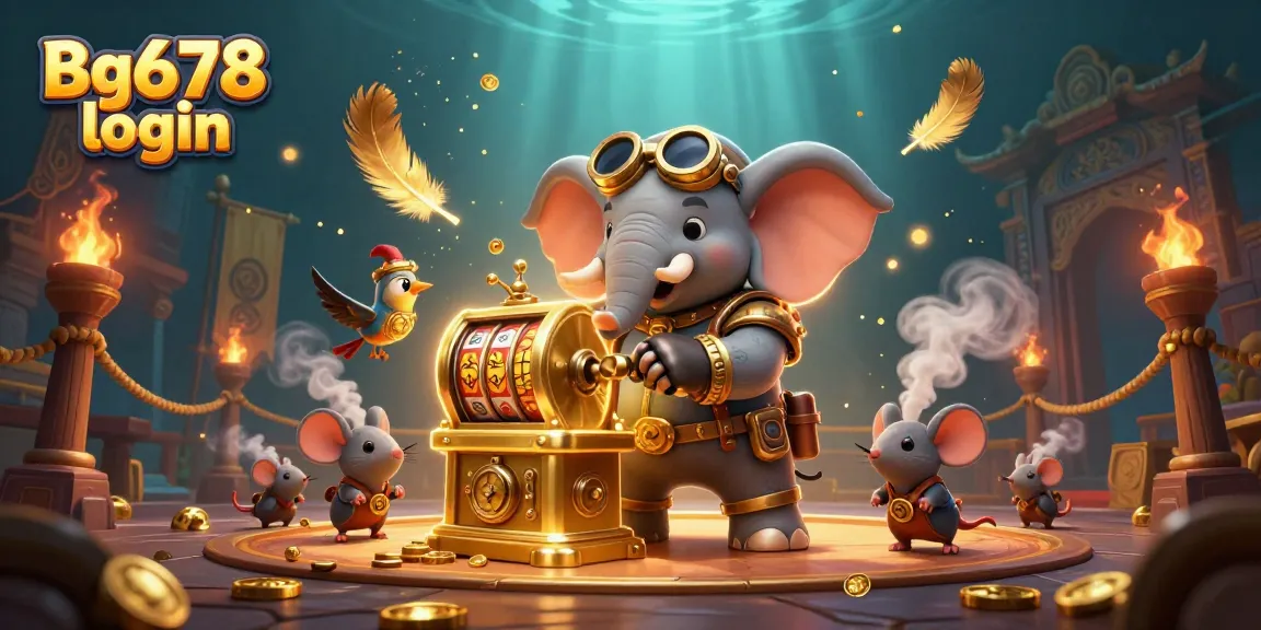 Experience the thrill with Bg678 login in this vibrant casino scene featuring a 3D elephant engineer.