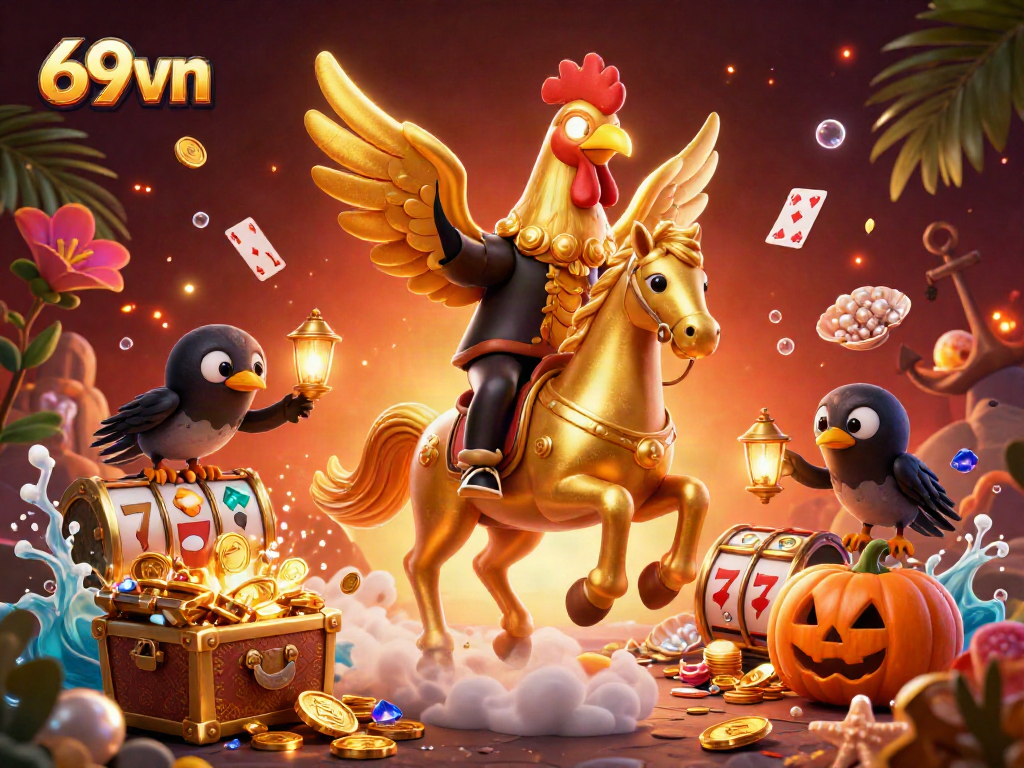 Experience the thrill of winning with 69vn in this dynamic casino scene featuring vibrant characters and immersive game elements.