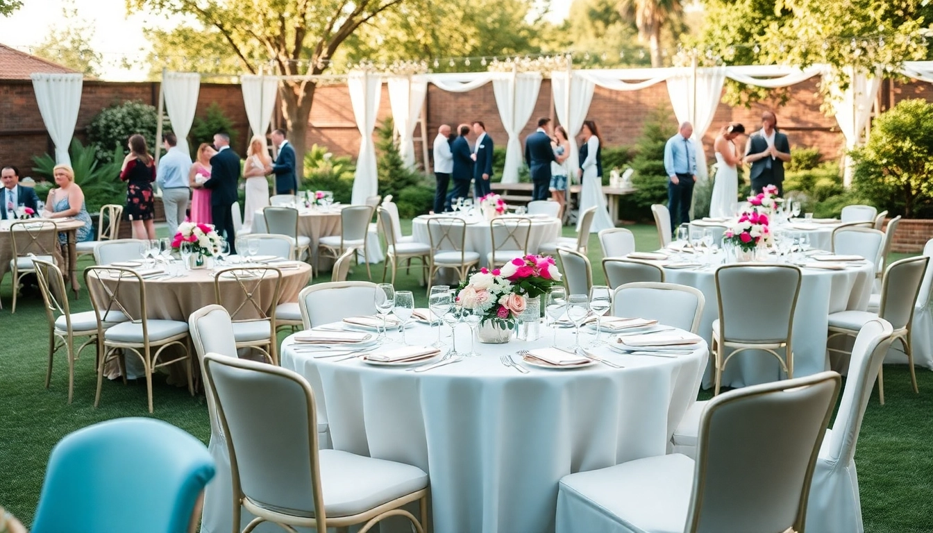 Showcase of Table & Chair Rentals in a beautiful outdoor setting with elegant décor.