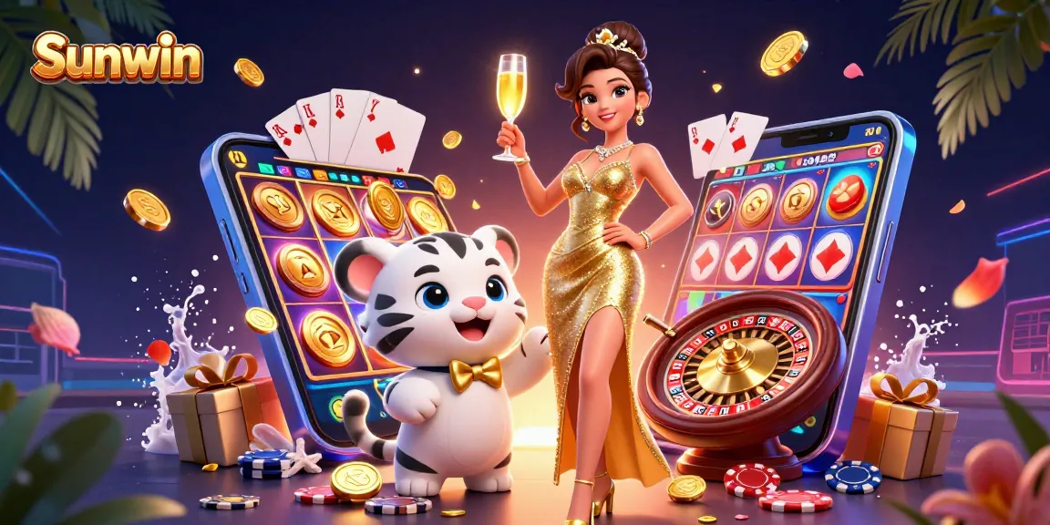 Engage with Sunwin for thrilling slot games amidst dazzling casino elements.