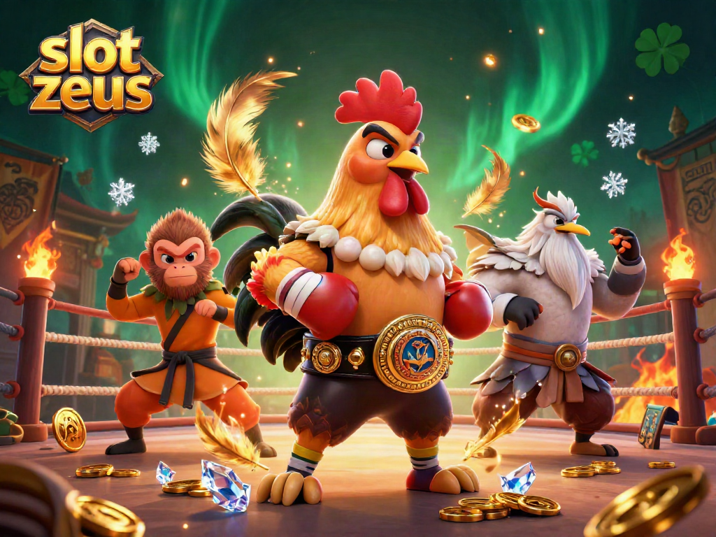 Engage with slot zeus in a vibrant 3D casino scene featuring dynamic characters and slot elements.