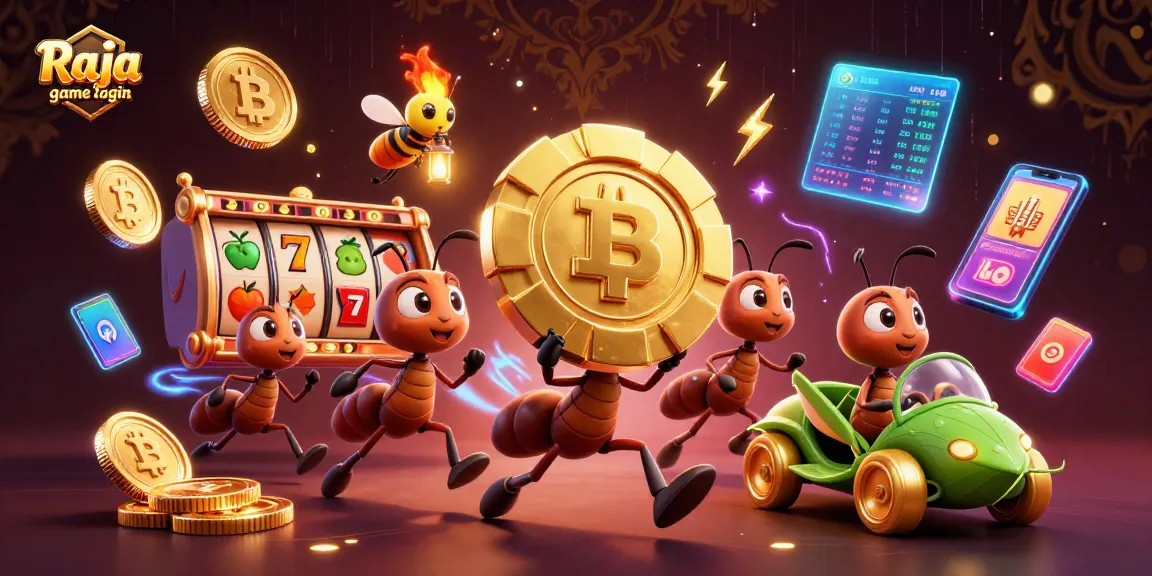 Experience the thrill of Raja game login with a captivating illustration of ants on a heist.