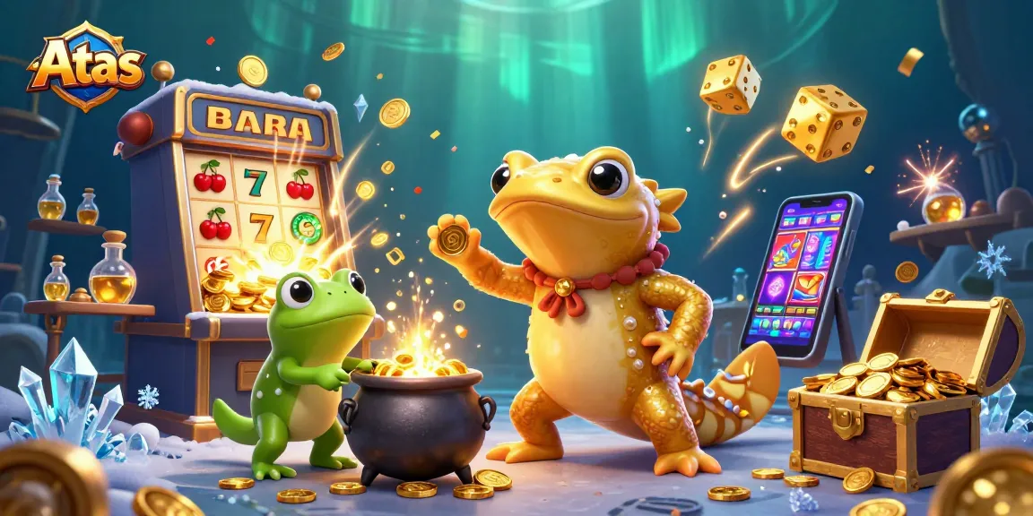 Experience the thrill of winning at Atas Casino with our vibrant slot machine scene.