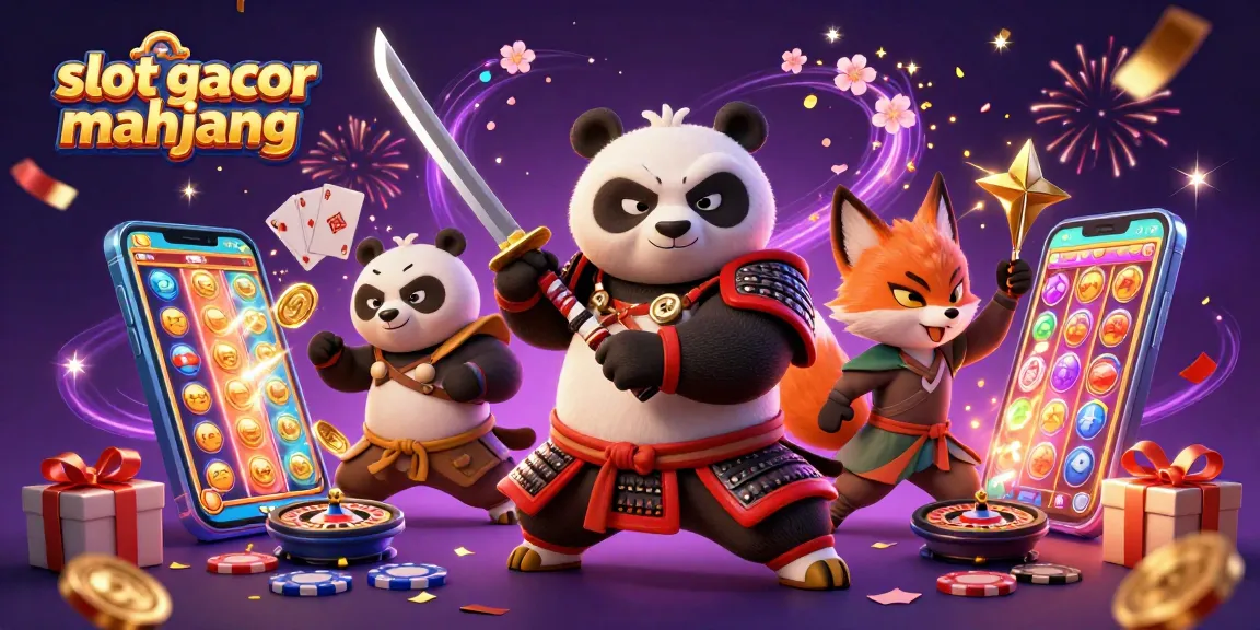 Engage with slot gacor mahjong in this vibrant 3D illustration showcasing lively characters and dynamic casino elements.