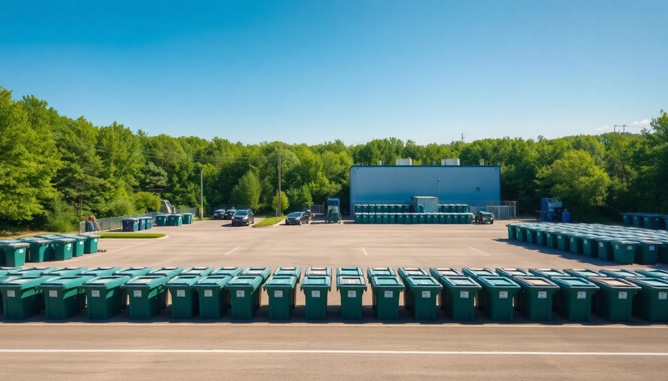 View of the cold lake landfill, showcasing organized waste management bins and green surroundings.