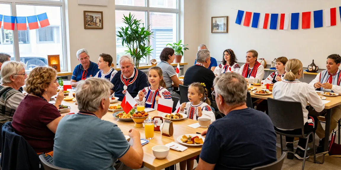 Community gathering of Polish citizens at https://www.sfpol.com/ celebrating cultural heritage in San Francisco.