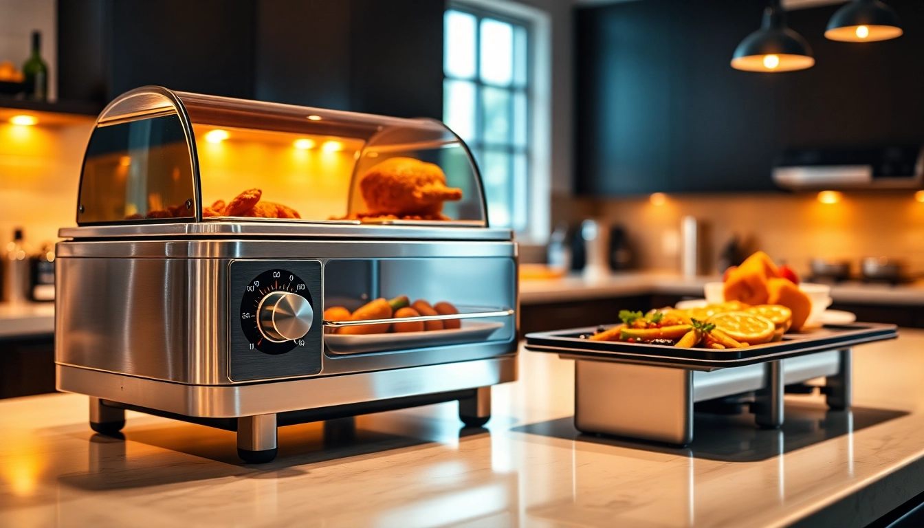 Showcasing a food warmer displaying fresh dishes, perfect for gatherings and events.