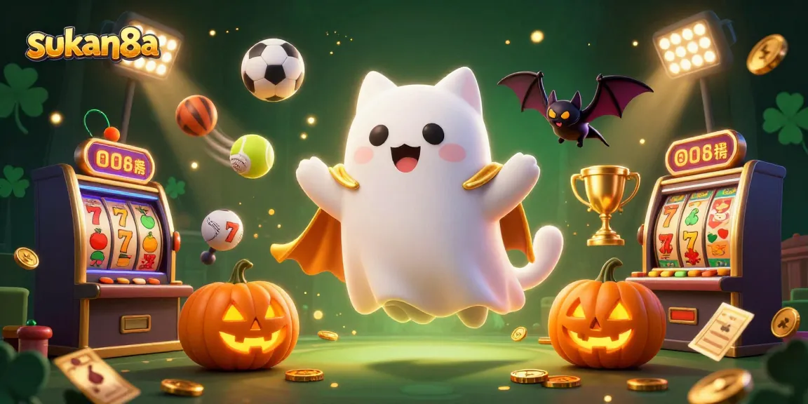 Experience the fun at sukan8a with ghost cat casino adventure surrounded by jackpot symbols.