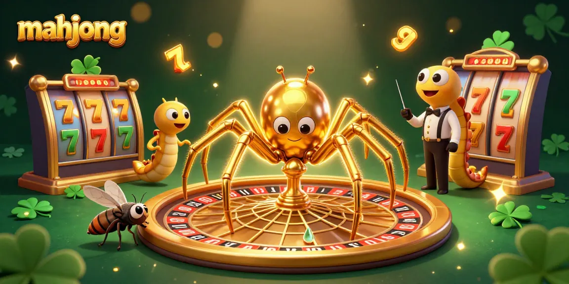 Engage in mahjong with strategic gameplay featuring a golden spider and centipede croupier.