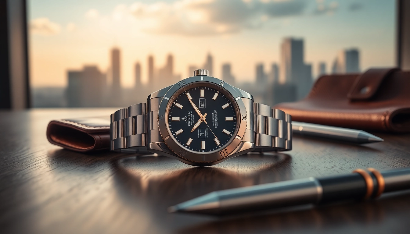 Showcasing a stunning rolex replica watch with intricate details and luxurious ambiance.