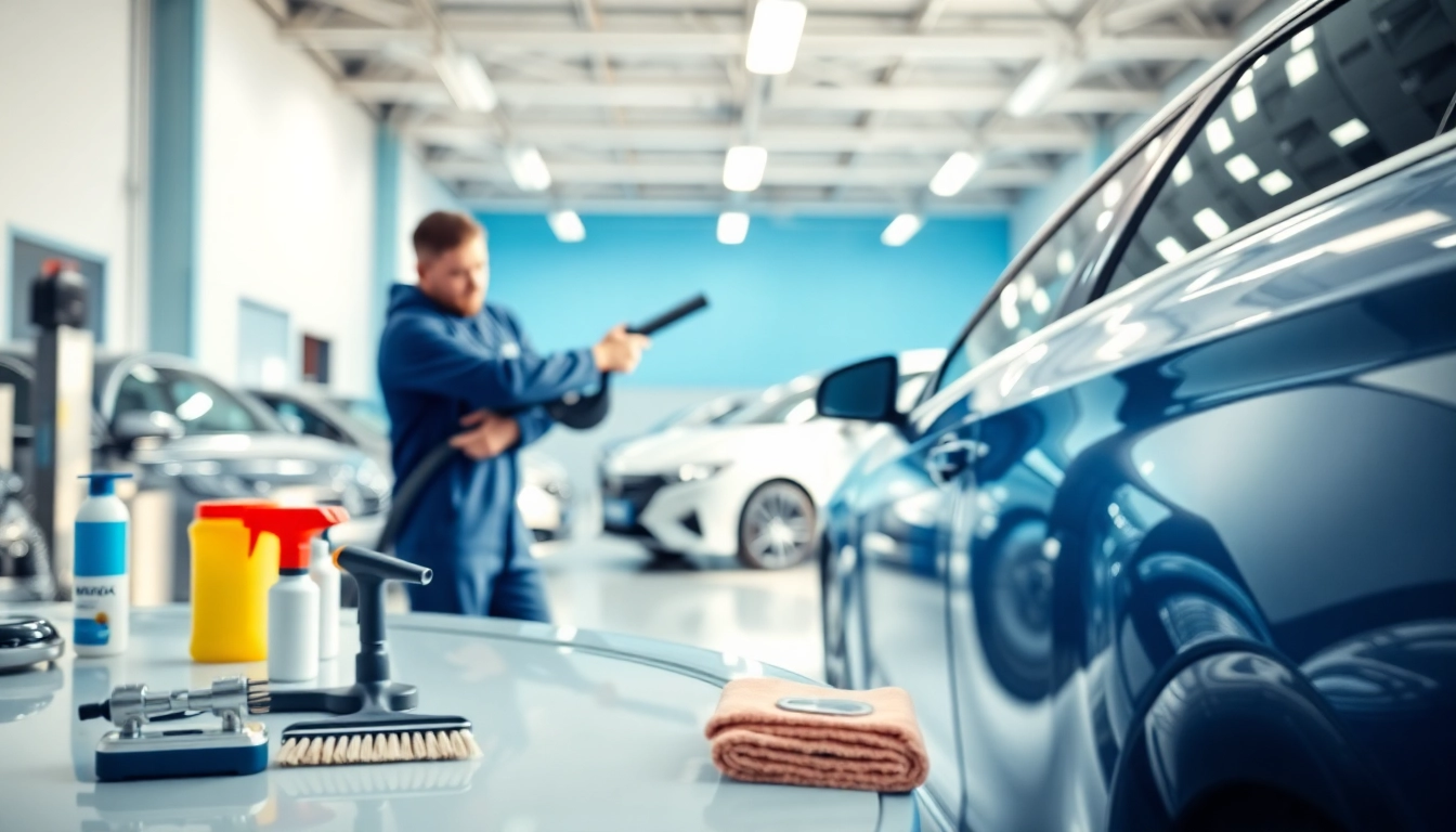 Expert auto detailing Cleveland TN in a professional garage showcasing polished vehicles.