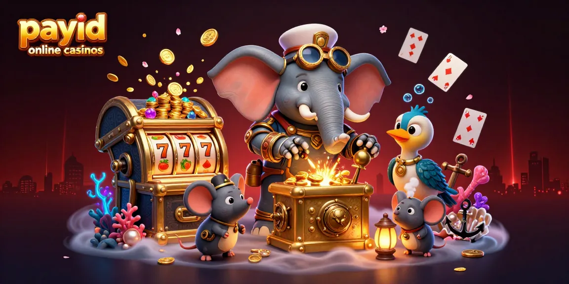 Engage with payid online casinos through this vibrant steampunk casino scene filled with dynamic gaming elements.