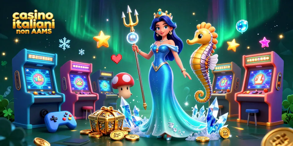 Interagisci con i casino italiani non AAMS attraverso questa vivace illustrazione 3D di eccitazione di gioco e tesori sottomarini.