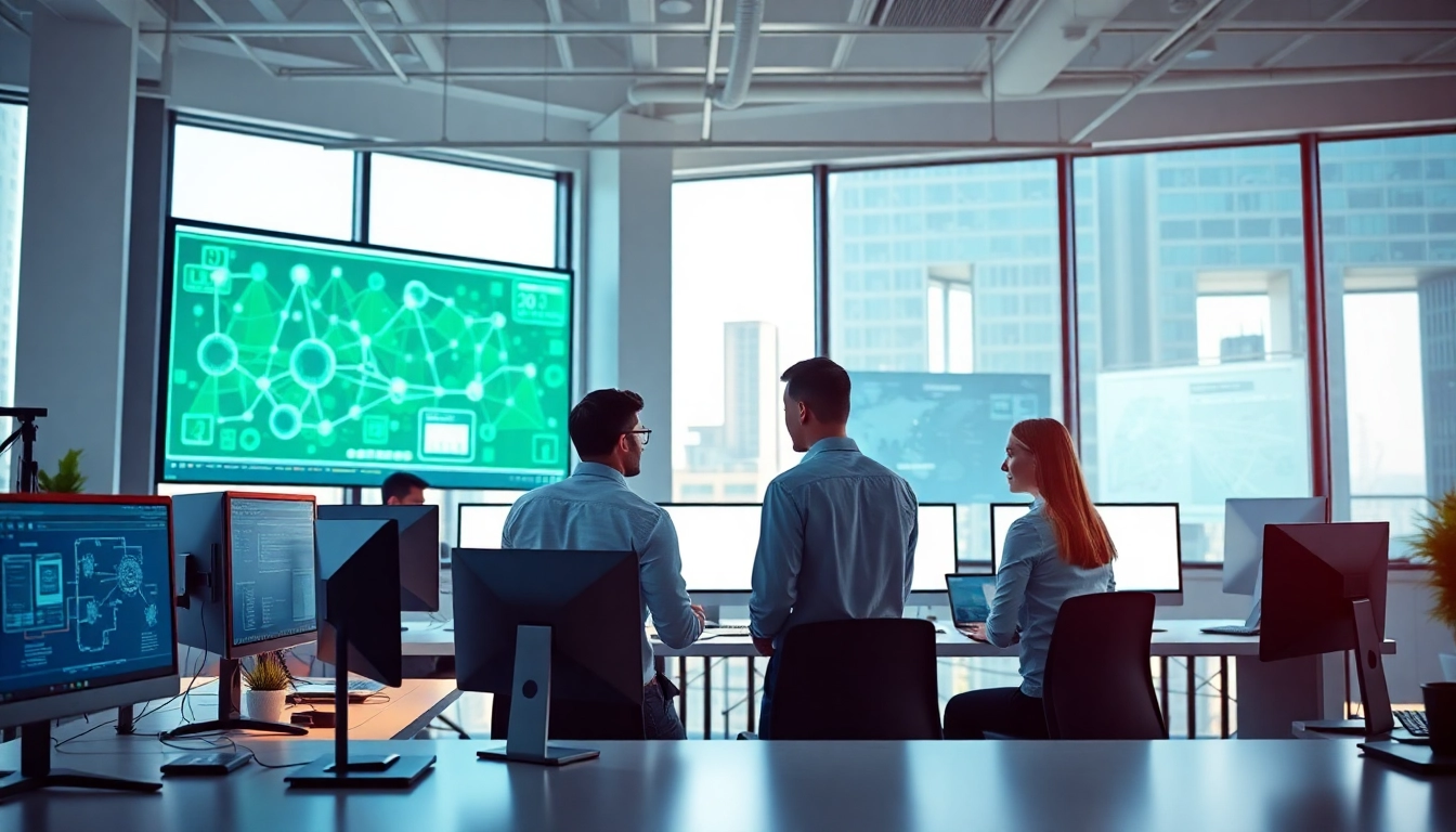 Team providing managed IT services Lakeland in a modern office workspace.