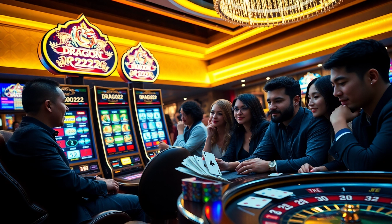 Experience thrilling gameplay at the DRAGON222 slot with vibrant colors and casino excitement.