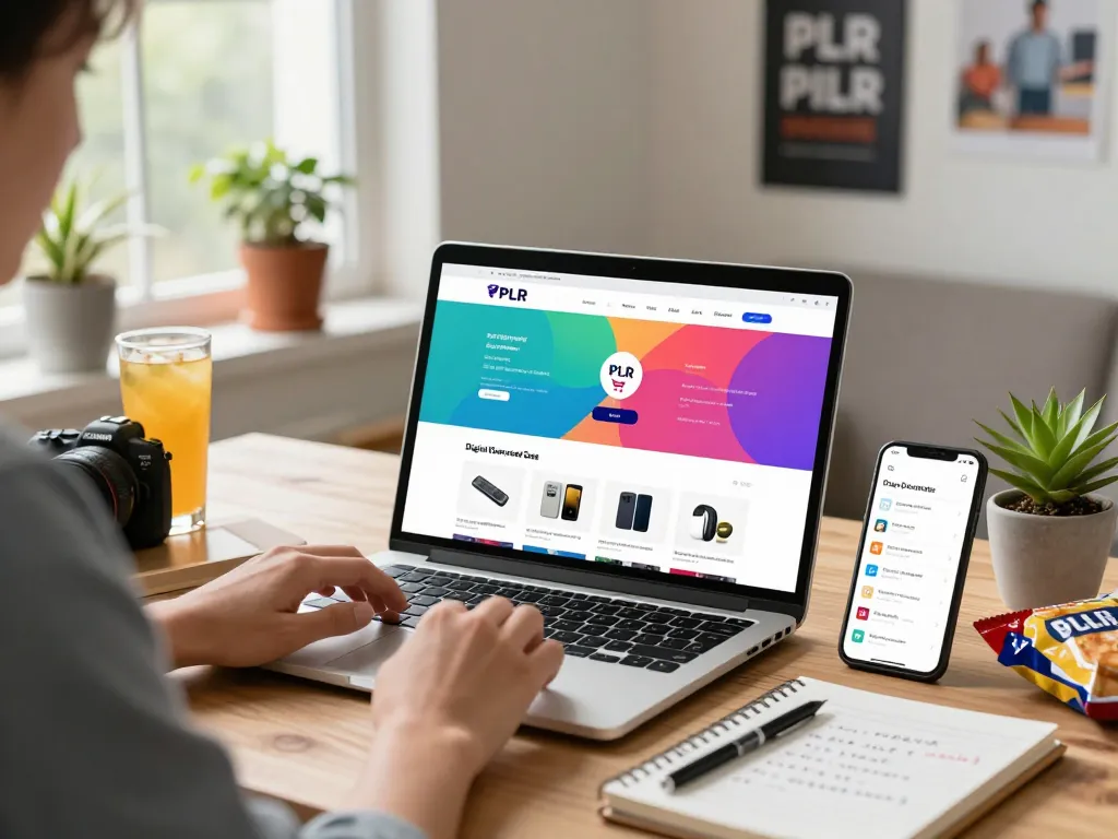 Buy PLR Products Online with ease from a vibrant home office setup.