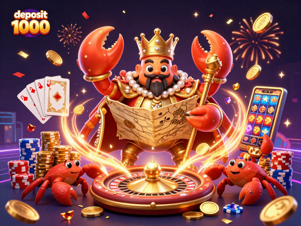 Luangkan waktu untuk deposit 1000 dan lihat keajaiban kasino dengan kepiting emas yang meriah dan potensi kemenangan!