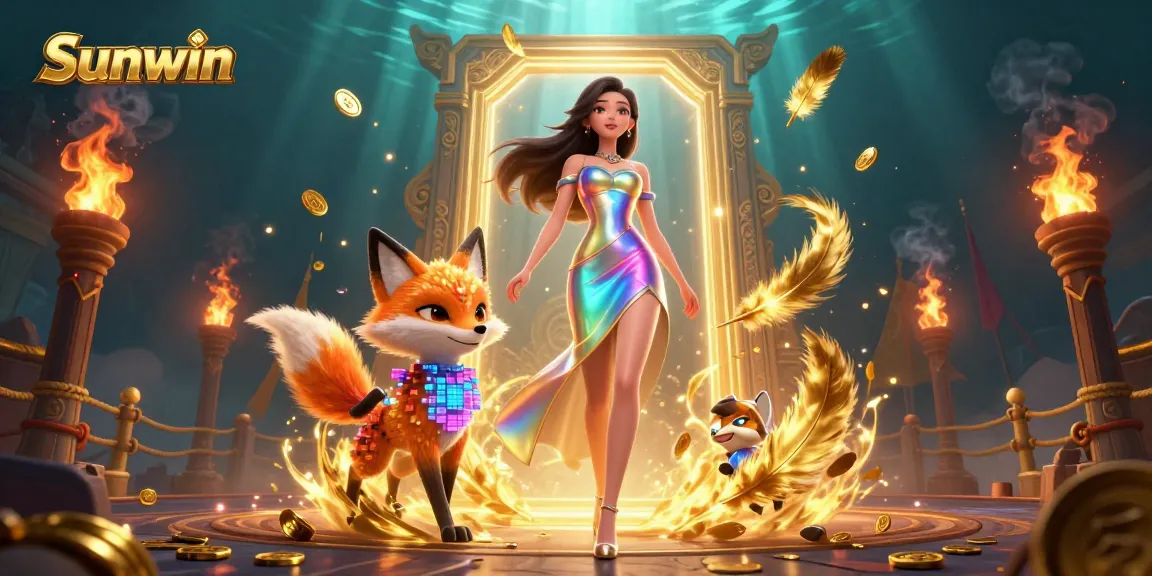 Engage with Sunwin's vibrant gaming world through this exciting casino illustration, featuring stunning characters and elements.