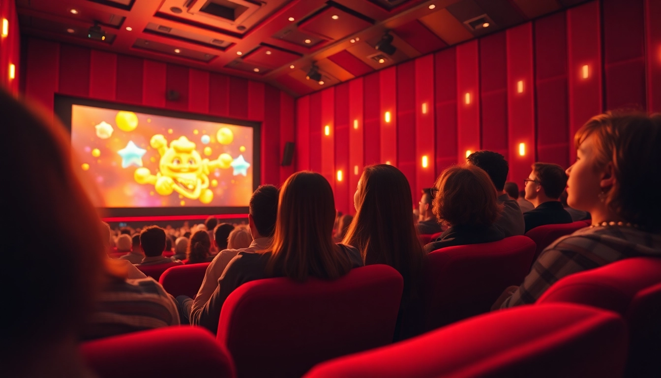 ดูหนังฟรี ในโรงภาพยนตร์ที่เต็มไปด้วยผู้ชมที่ตื่นเต้น